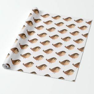 Sparrow Bird Cartoon Wrapping Paper
