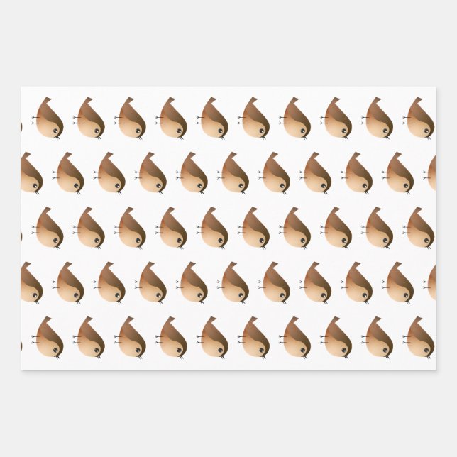 Sparrow Bird Cartoon  Wrapping Paper Sheet (Front)