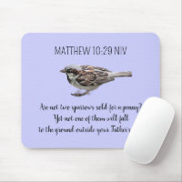 Sparrow Bird Cast Your Cares Bible Verse Blue