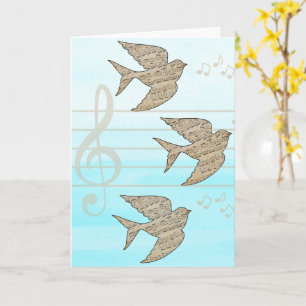 Sparrow Bird Music Blue Sky  Card