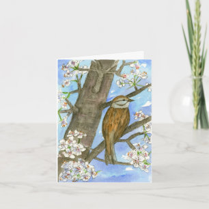 Sparrow Bird Nature Wildlife Watercolor Thank You Card