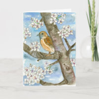 Sparrow Bird Spring Flowering Tree Happy Birthday