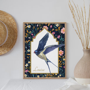 Sparrow Bird Woodland Meadow Maximalist Poster