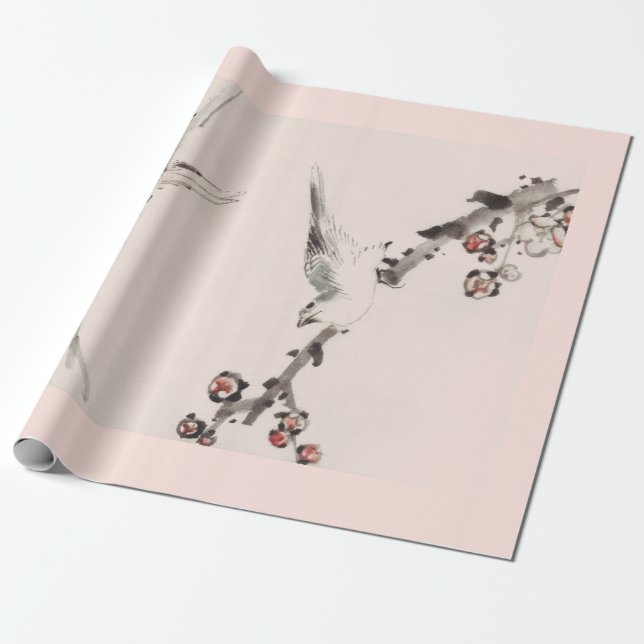 SPARROW CHERRY BLOSSOM Wrapping Paper (Unrolled)
