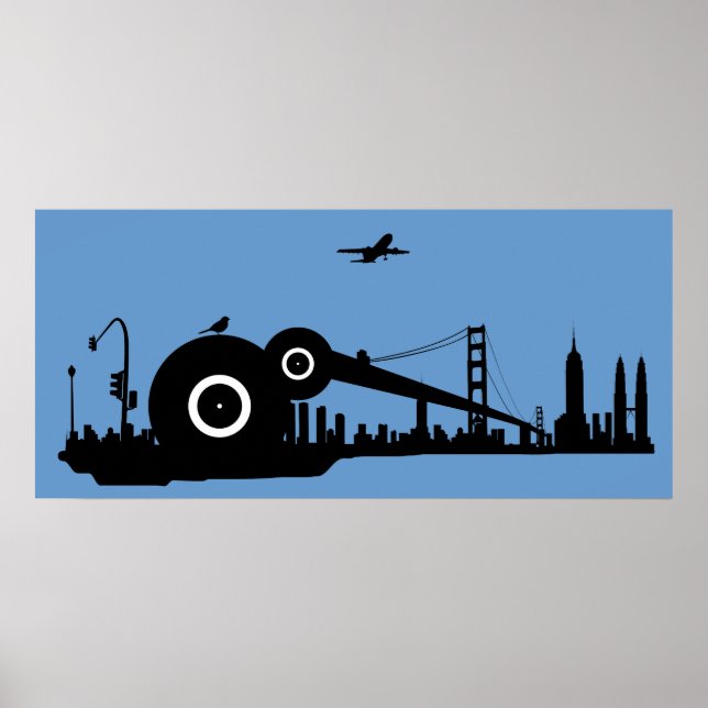 Sparrow city plane poster - Blue (Front)