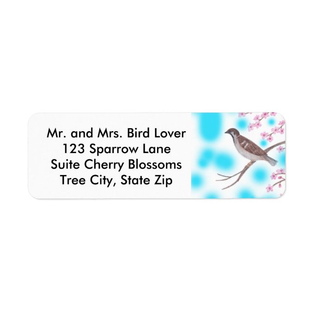 Sparrow in Cherry Blossom Tree Sky Address Labels (Front)