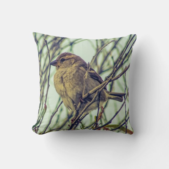 Sparrow in Tree Cushion (Front)