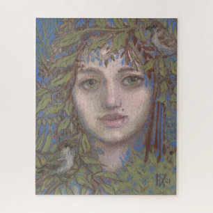 Sparrow Lady Surreal Fantasy Art Portrait Painting Jigsaw Puzzle