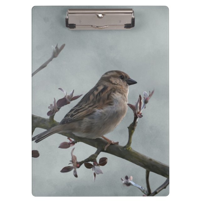Sparrow on Branch Clipboard (Front)