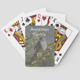 Sparrow on Branch Photo Family Name Nature Playing Cards