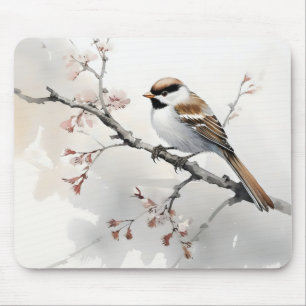 Sparrow on Spring Branch Mouse Pad