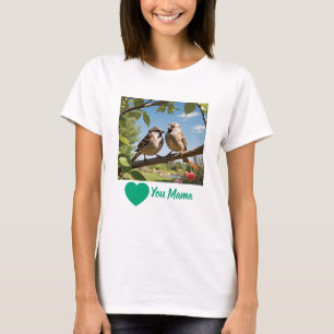 Sparrow Pair Perched Mothers Day Custom T-shirt