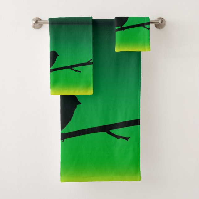 Sparrow Silhouette On Limonene Bath Towel Set (Insitu)