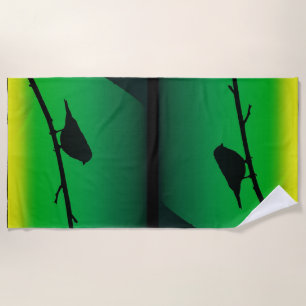 Sparrow Silhouette On Limonene Beach Towel