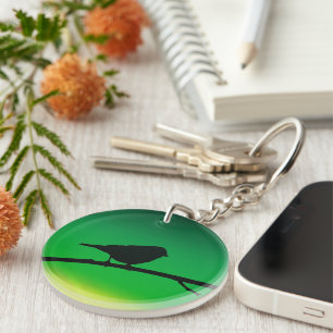 Sparrow Silhouette On Limonene Key Ring
