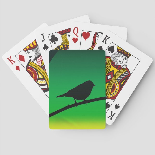 Sparrow Silhouette On Limonene Playing Cards (Back)