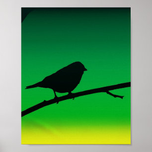 Sparrow Silhouette On Limonene Poster
