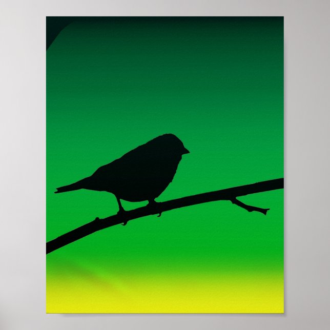 Sparrow Silhouette On Limonene Poster (Front)