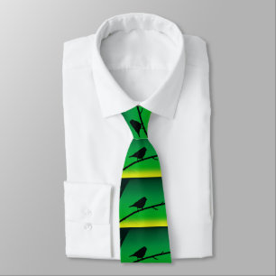 Sparrow Silhouette On Limonene Tie