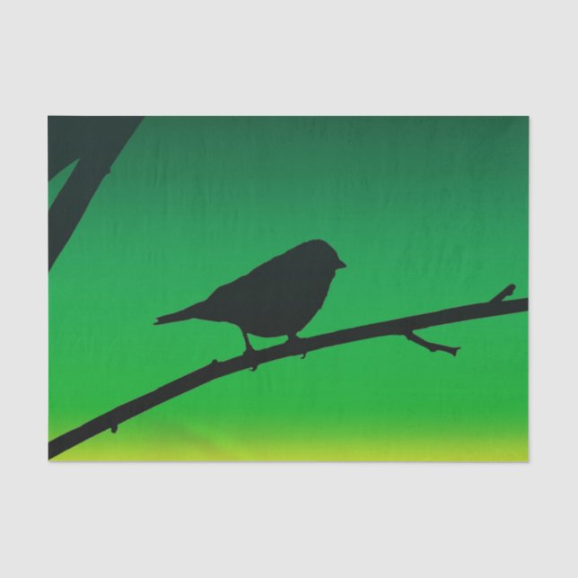 Sparrow Silhouette On Limonene Tissue Paper (Front)