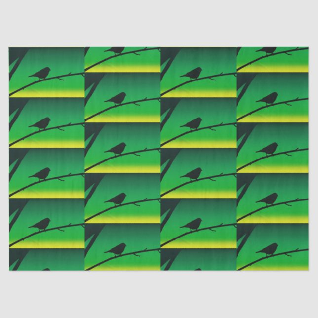 Sparrow Silhouette On Limonene Tissue Paper (Front)