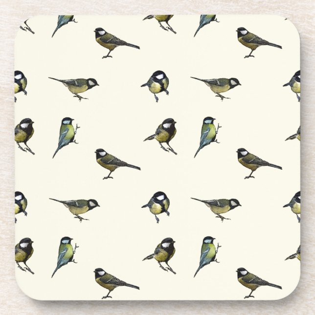 Sparrow Simple Bird Pattern Coaster (Front)