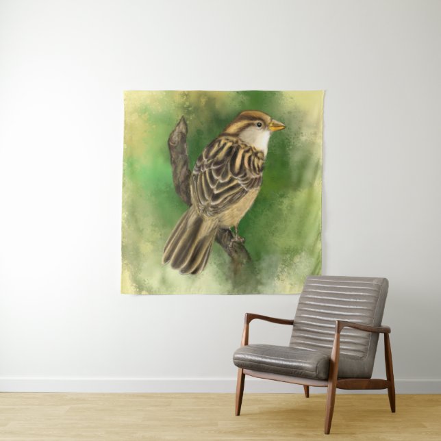 Sparrow Tapestry Little Bird - Painting (In Situ)