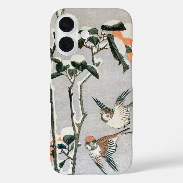 Sparrows and Camellia in Snow by Ando Hiroshige Case-Mate iPhone Case (Back)