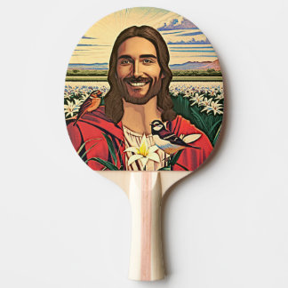 Sparrows and Lilies Ping Pong Paddle