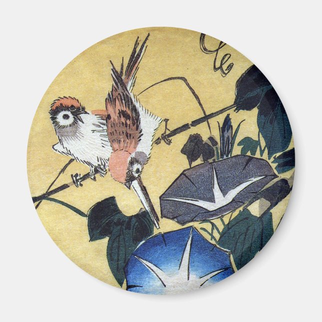 Sparrows and Morning Glory, Hiroshige Magnet (Front)