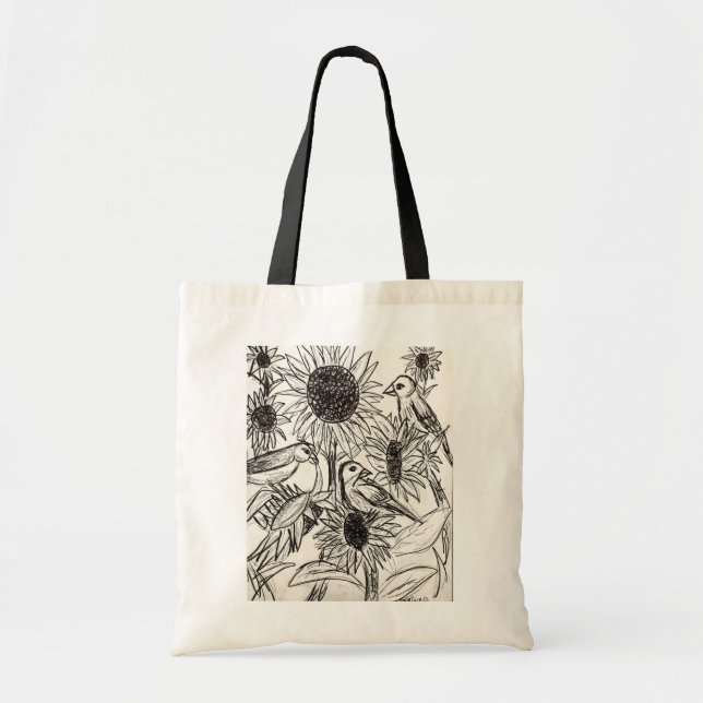 Sparrows and Sunflowers Tote Bag (Front)
