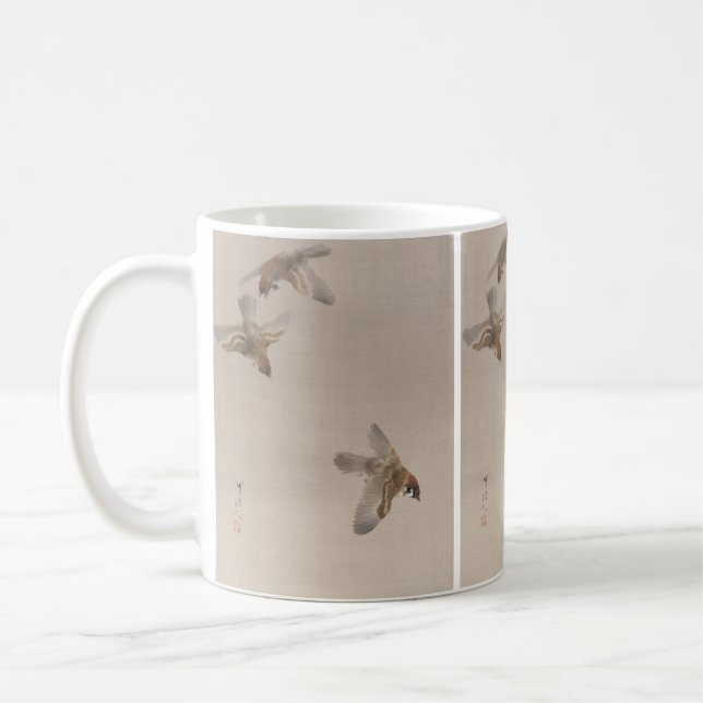Sparrows Flying by Watanabe Seitei Coffee Mug (Left)