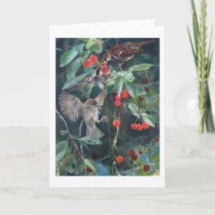 Sparrows in a Cherry Tree, Bruno Liljefors Card