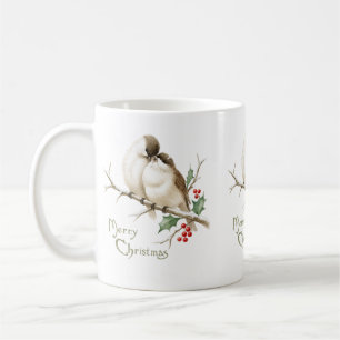 Sparrows on a Christmas Branch Coffee Mug