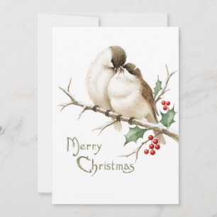 Sparrows on a Christmas Branch Invitation