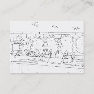 Sparrows Sitting on Rail Colouring Business Cards