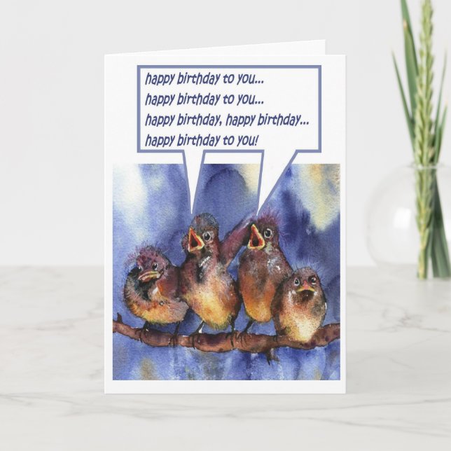 sparrows wishing you a happy birthday card (Front)