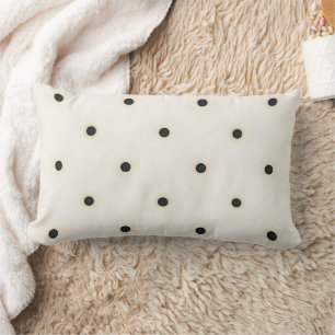 Sparse Antique Black & Antique White Polka Dots Lumbar Cushion