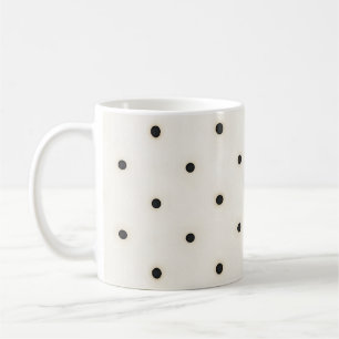 Sparse Polka Dots on Antique White Coffee Mug