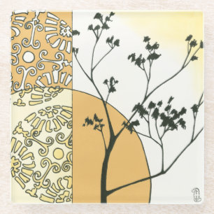 Sparse Tree Silhouette by Megan Meagher Glass Coaster
