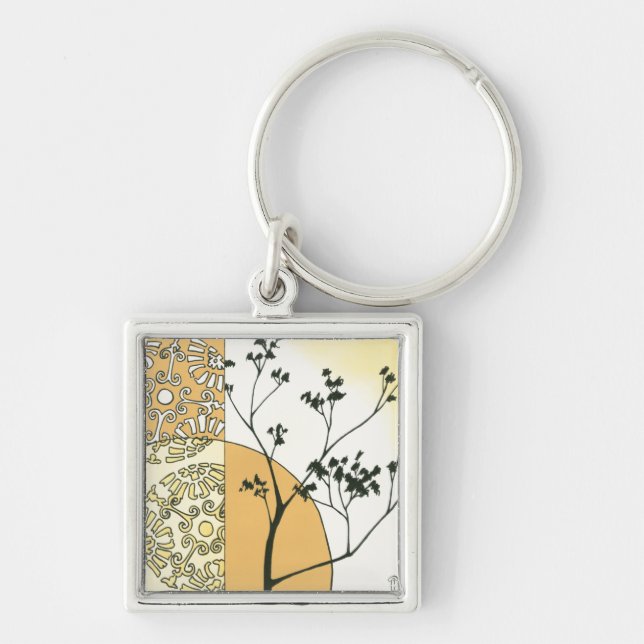 Sparse Tree Silhouette by Megan Meagher Key Ring (Front)