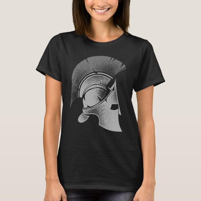 Spartan Greek Helmet  Cute Gladiator Men Women T-Shirt (Front)