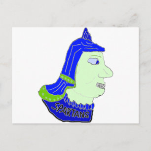 Spartan Head Logo Purple, Dark & Light Green Postcard