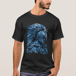 Spartan Helmet Blue Gym Gladiator Warrior Mytholog T-Shirt