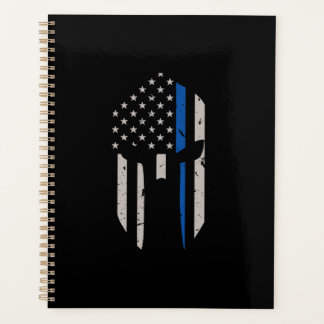 Spartan Helmet Blue Line Flag Planner