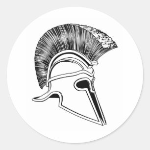 spartan helmet BW 2012 D10.jpg Classic Round Sticker