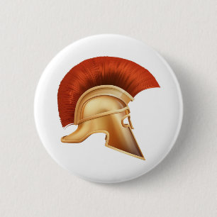 Spartan helmet illustration 6 cm round badge