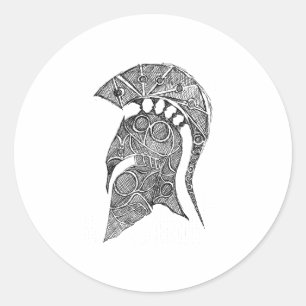 Spartan Helmet Sketch Classic Round Sticker