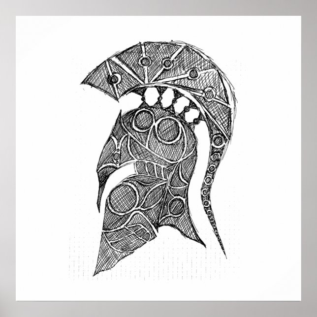 Spartan Helmet Sketch Poster (Front)