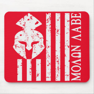 Spartan Helmet US Flag Molon Labe Mouse Pad